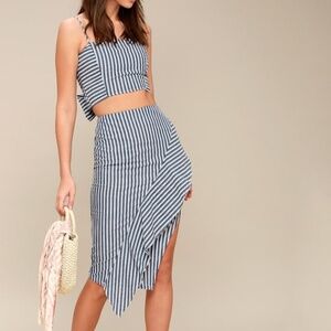 Lulus Blue And White Striped Two-piece Set
